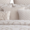 10 Piece King Size Fabric Comforter Set with Quatrefoil Prints White By Casagear Home BM225201