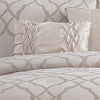 9 Piece Queen Size Fabric Comforter Set with Quatrefoil Prints White By Casagear Home BM225202