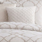 9 Piece Queen Size Fabric Comforter Set with Quatrefoil Prints, White By Casagear Home
