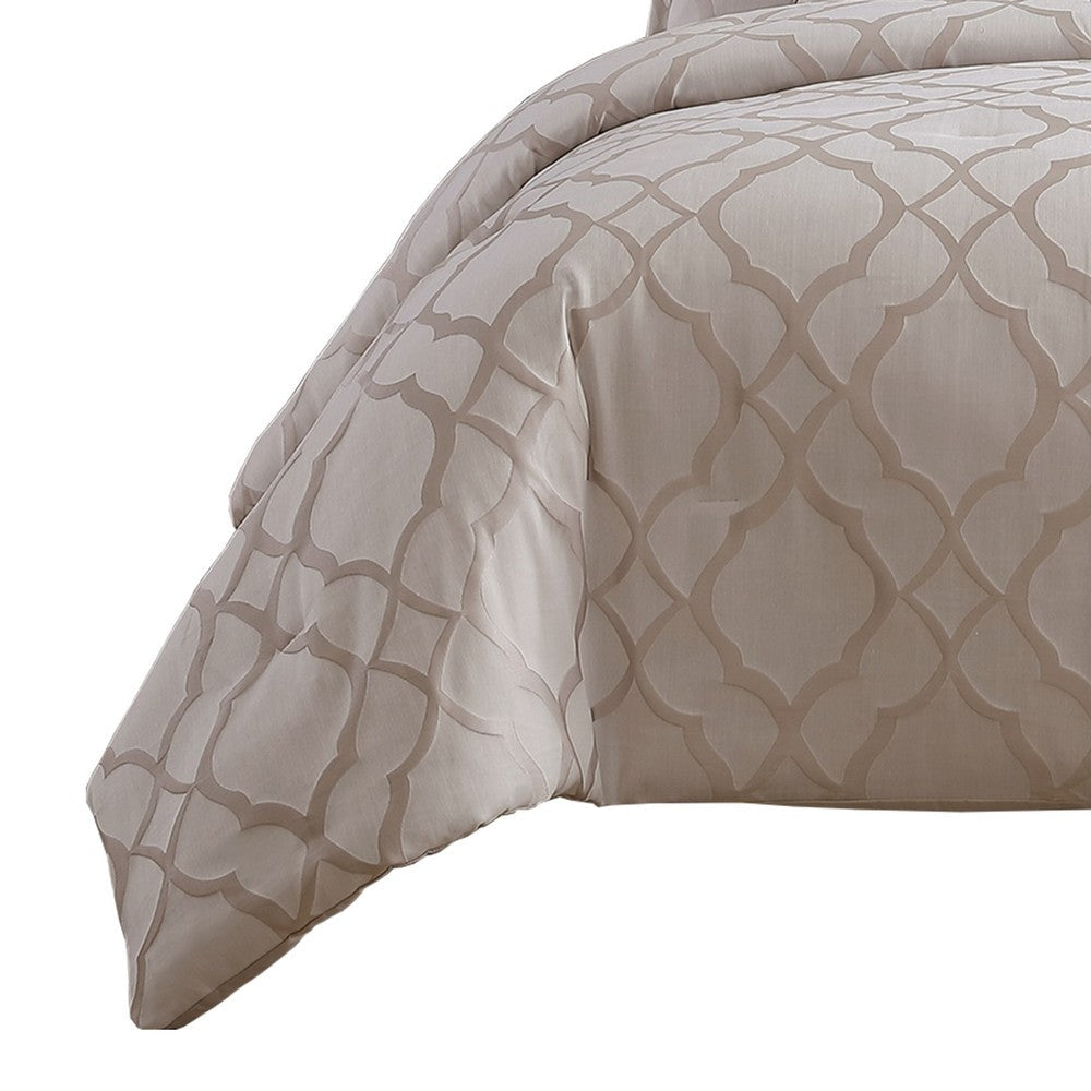 Comforter Set | 9 Piece Queen | Quatrefoil Print | White BM225202