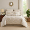 Comforter Set | 9 Piece Queen | Quatrefoil Print | White