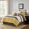 Comforter Set | 7 Piece King | Quatrefoil Print | Yellow & Gray