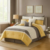 Comforter Set | 7 Piece King | Quatrefoil Print | Yellow & Gray