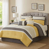 Comforter Set | 7 Piece Queen | Quatrefoil Print | Yellow & Gray