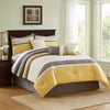 Comforter Set | 7 Piece Queen | Quatrefoil Print | Yellow & Gray