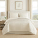 Coverlet Set | 3 Piece Queen | Stitched Square Pattern | Cream