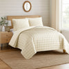 Coverlet Set | 3 Piece Queen | Stitched Square Pattern | Cream