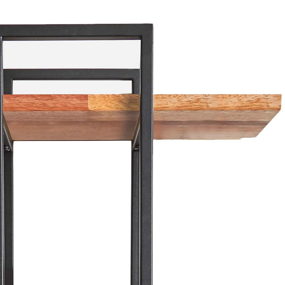 32" 3-Tier Wooden Wall Display with Tubular Frame,Brown & Black By Casagear Home