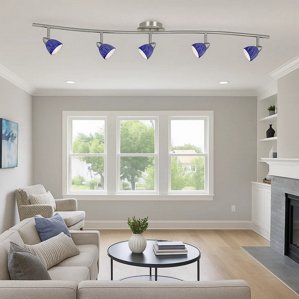 Track Fixture | 5 Light | Textured Shade | Silver & Blue