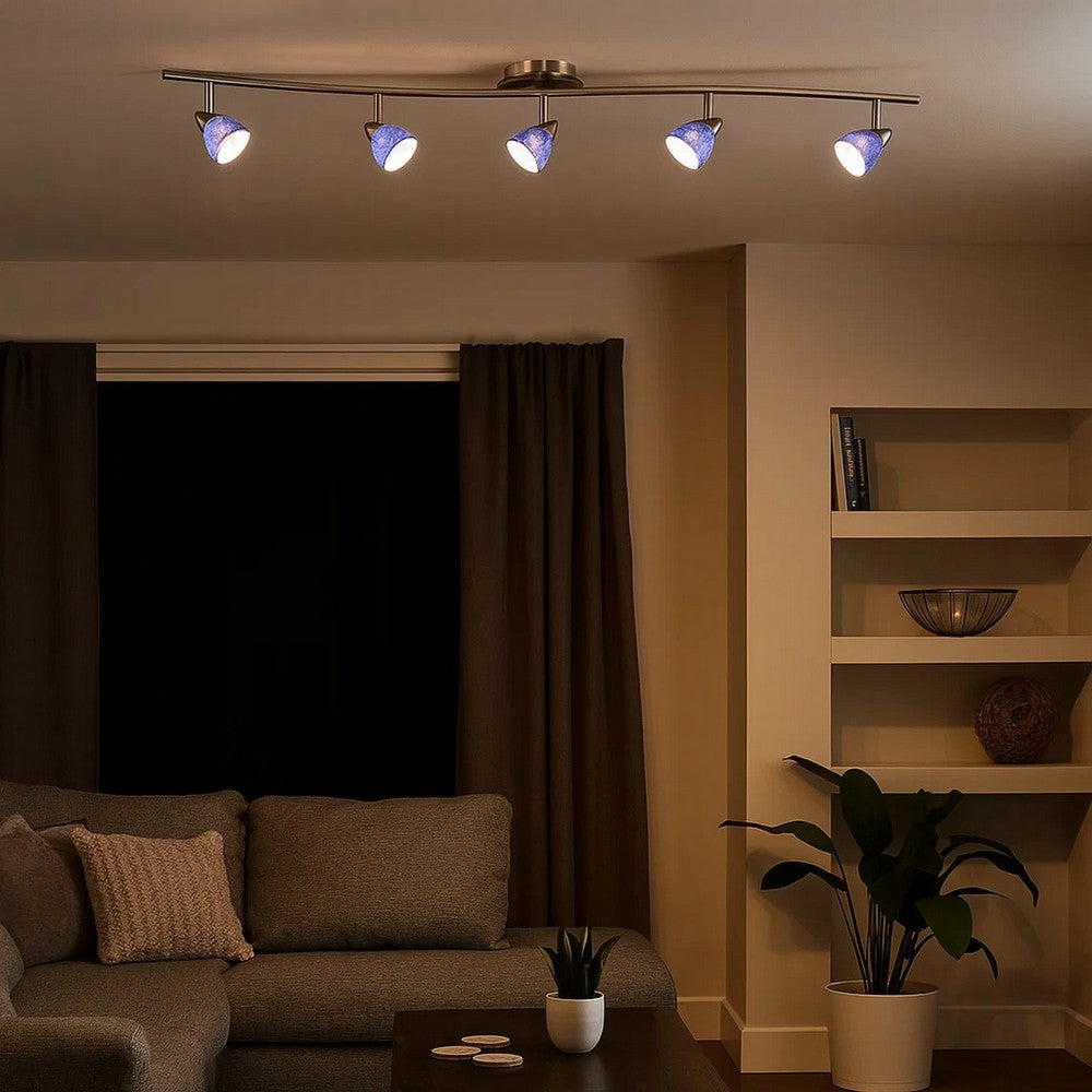 Track Fixture | 5 Light | Textured Shade | Silver & Blue