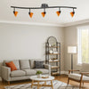 Track Fixture | 5 Light | Glass Shade | Black & Orange
