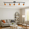 Track Fixture | 5 Light | Glass Shade | Black & Orange