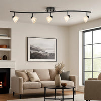 Track Fixture | 5 Light | Glass Shade | Black & White