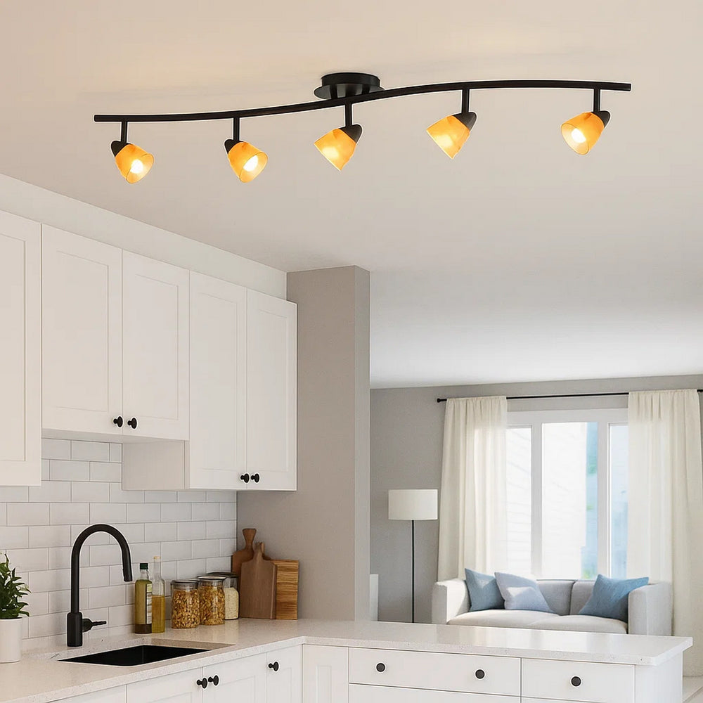 Track Fixture | 5 Light | Glass Shade | Black & Yellow