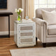 3 Drawer Mirrored Accent Table with Faux Diamond Inlay, Silver