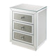 3 Drawer Mirrored Accent Table with Faux Diamond Inlay, Silver