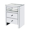 2 Drawer Beveled Mirrored Accent Table with Glass Top and LED, Silver