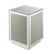 Mirrored Accent Table with Faux Diamond Inlay and Glass Top, Silver
