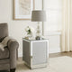 Mirrored Accent Table with Faux Diamond Inlay and Glass Top, Silver