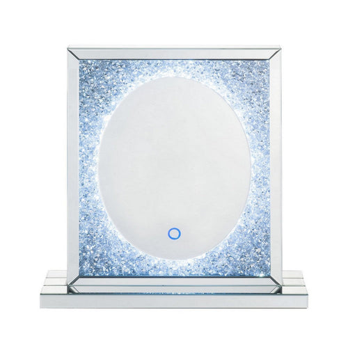 Mirrored Faux Diamond Inlay Accent Decor with LED, Silver