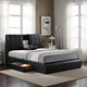 King Bed | Faux Leather | Storage Headboard | Black