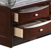 Panel Design Eastern King Size Bed with Bookcase and Drawers, Brown