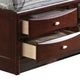 Panel Design Eastern King Size Bed with Bookcase and Drawers, Brown