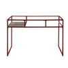 Rectangular Glass Top Desk with Open Compartment and Sled Base Red