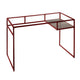 Rectangular Glass Top Desk with Open Compartment and Sled Base, Red