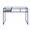 Rectangular Glass Top Desk with Open Compartment and Sled Base Blue