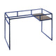 Rectangular Glass Top Desk with Open Compartment and Sled Base, Blue