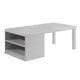Wood and Metal Frame Coffee Table with Open Shelves, White and Chrome