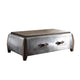 Single Drawer Nailhead Trim Wood and Metal Coffee Table, Brown and Silver