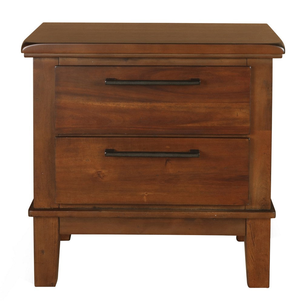 29’’ 2 Spacious Drawer Nightstand with Chamfered Legs Brown By Casagear Home BM225824