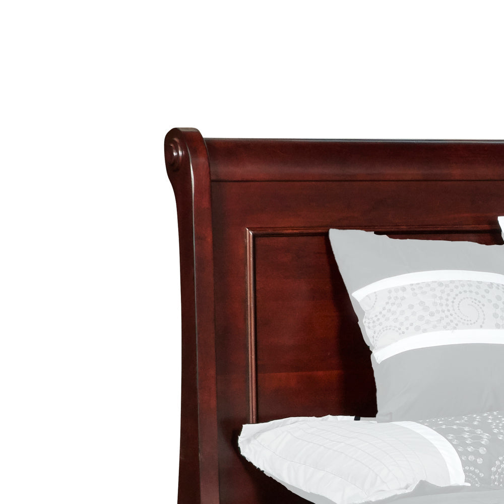 Traditional Queen Size Wooden Sleigh Headboard with Curved Back Brown By Casagear Home BM225828