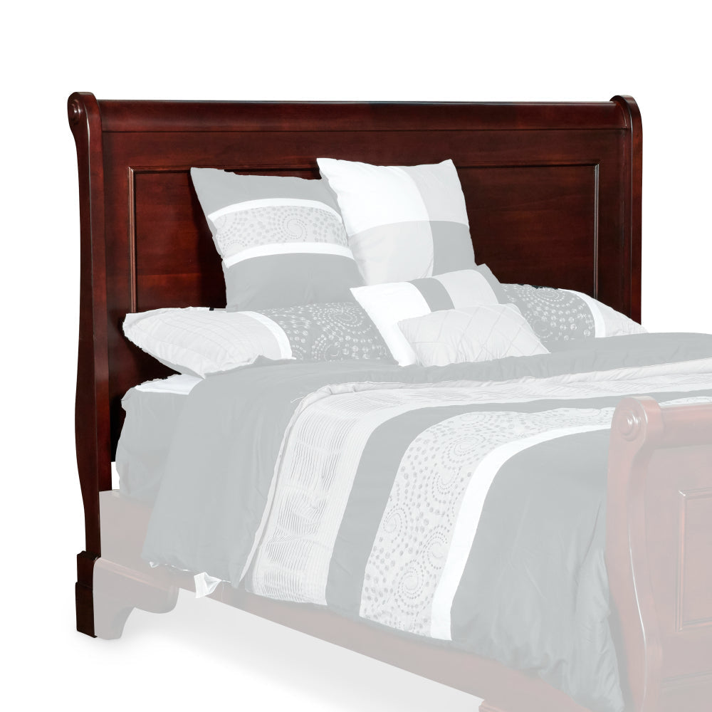 Traditional Queen Size Wooden Sleigh Headboard with Curved Back, Brown By Casagear Home