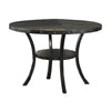 Wooden Round Dining Table with Open Shelf and Nailhead Trims Black By Casagear Home BM225834