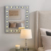Mirror Panel Frame Wall Decor with Light Function and Faux Diamond, Silver