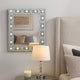 Mirror Panel Frame Wall Decor with Light Function and Faux Diamond, Silver