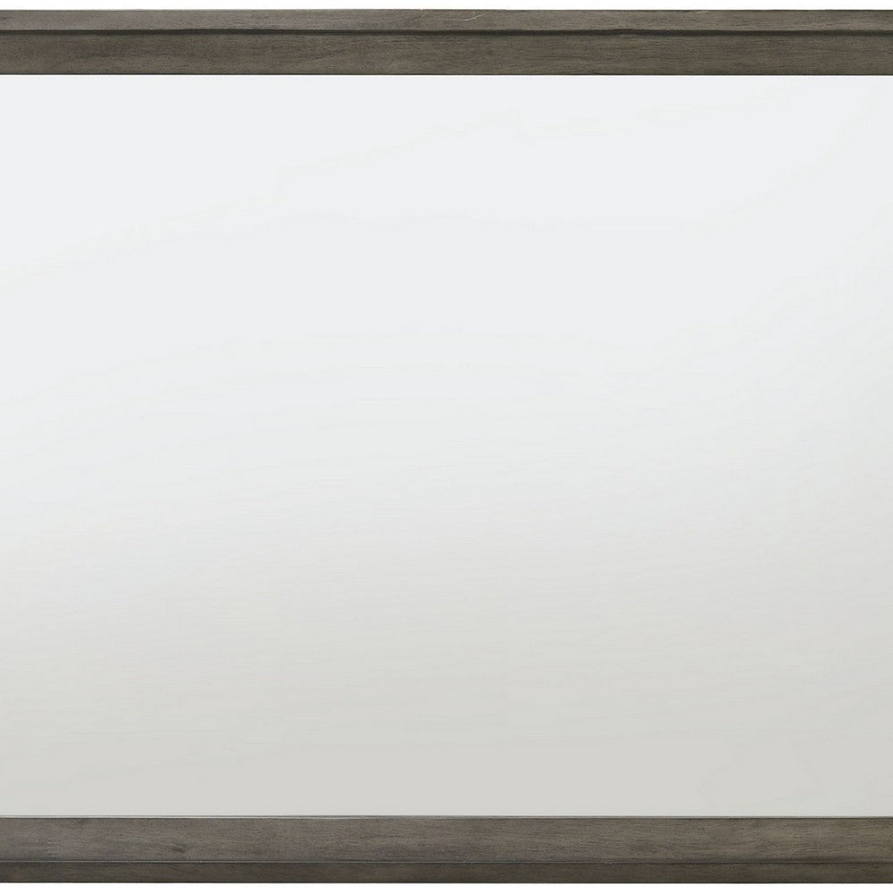 Rectangular Wooden Frame Mirror with Mounting Hardware Gray and Silver By Casagear Home BM225884