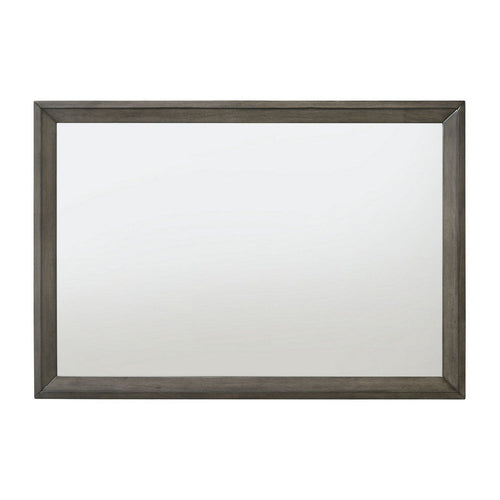 Wall Mirror | Rectangular Wood Frame | Mounting Hardware | Gray & Silver