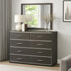 8 Drawer Wooden Dresser with Mirror Trim Accents, Gray