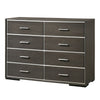 8 Drawer Wooden Dresser with Mirror Trim Accents, Gray