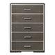 5 Drawer Wooden Chest with Mirror Trim Accents Gray BM225886