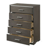 5 Drawer Wooden Chest with Mirror Trim Accents Gray BM225886