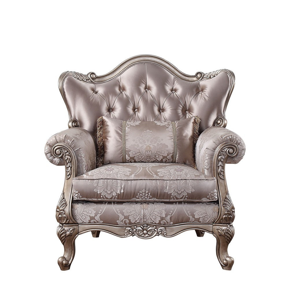 Crown Top Fabric Chair with Wingback and Anne Legs Champagne Gold BM225895