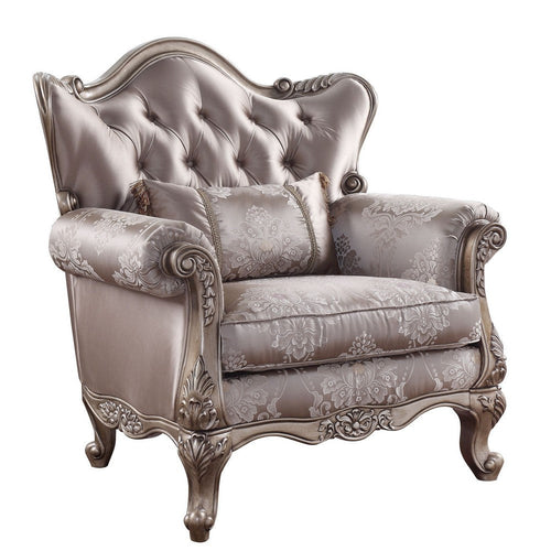 Crown Top Fabric Chair with Wingback and Anne Legs, Champagne Gold