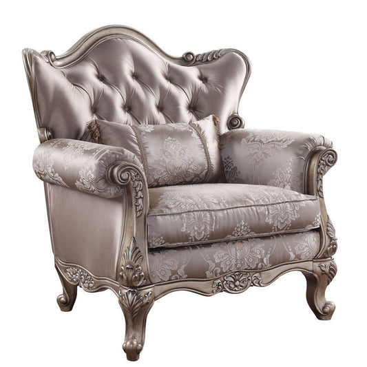 Crown Top Fabric Chair with Wingback and Anne Legs, Champagne Gold