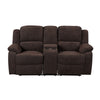 Fabric Upholstered Recliner Loveseat with Console and Cup Holders Brown