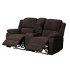Fabric Upholstered Recliner Loveseat with Console and Cup Holders Brown